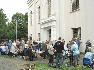 Outside the church were jumble stalls and raffles