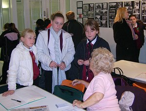 Alma Darby talks to a group which includes Kirsty Jones